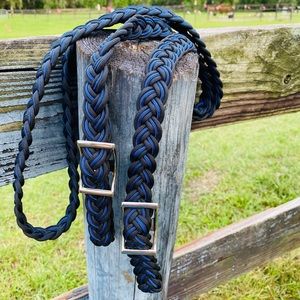 NEW - Black & Moonstruck (Dark Blue&Silver) 9 Strand 7’ Pre-Shrunk Reins